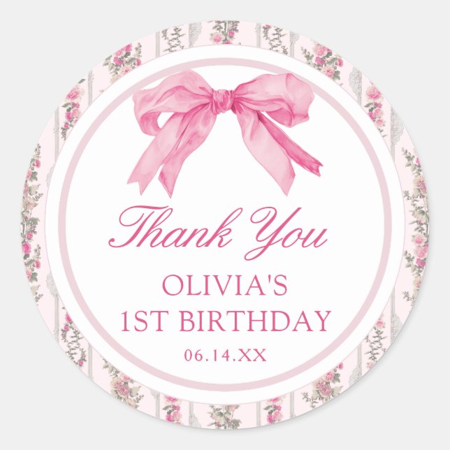 Love Shack Coquette Thank You Classic Round Sticker (Front)