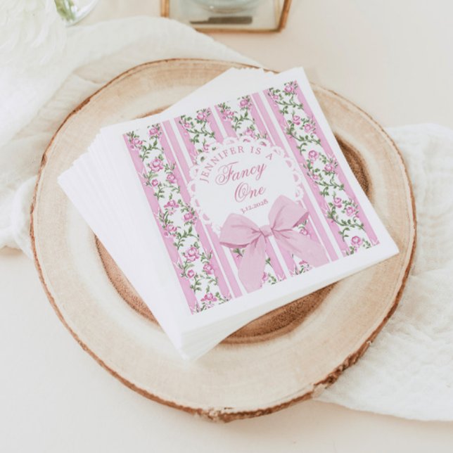 Love Shack Fancy One Coquette Bow 1st Birthday Napkins (Creator Uploaded)