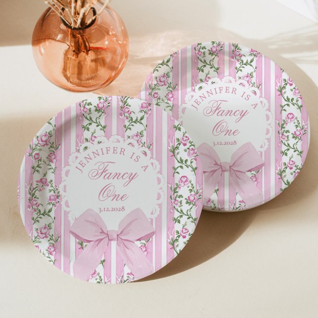Love Shack Fancy One Coquette Bow 1st Birthday Paper Plates (Creator Uploaded)