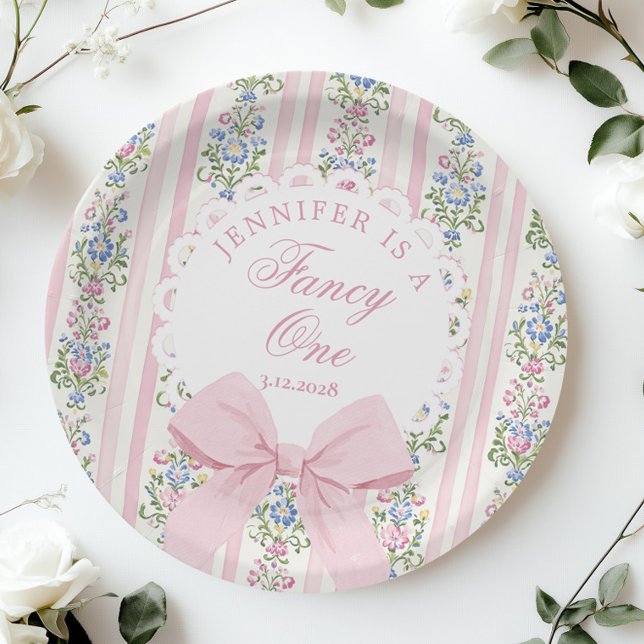 Love Shack Fancy One Coquette Bow 1st Birthday Paper Plates (Creator Uploaded)