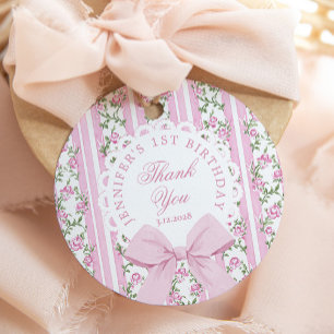 Love Shack Fancy One Floral Coquette Bow Birthday Favor Tags