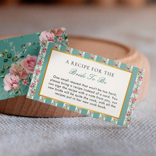 Love Shack Fiance Floral Bridal Shower Recipe  Enclosure Card