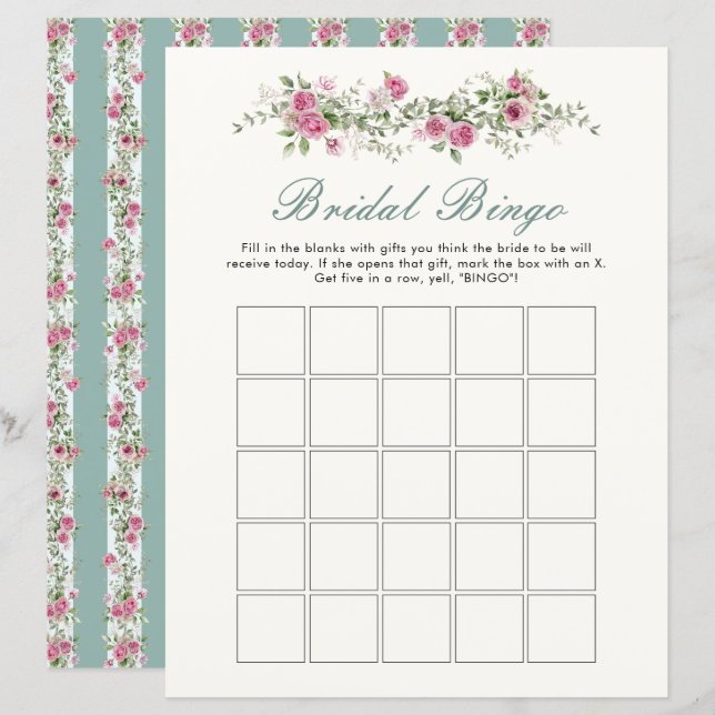 Love Shack Fiance Flowers Bridal Bingo Game (Front/Back)