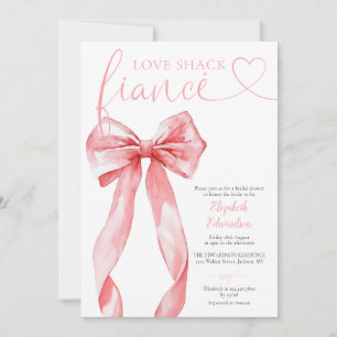 Love Shack Fiance Pink Bow Bridal Shower Invitation