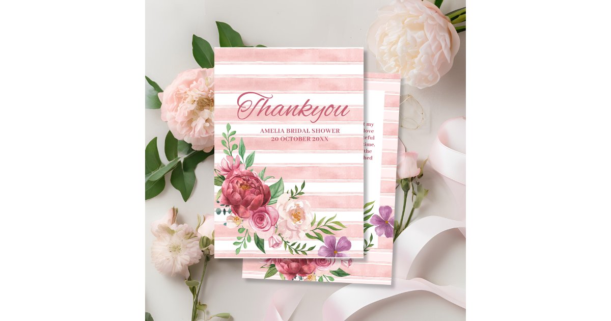 Love shack fiance pink bow bridal shower thank you card | Zazzle