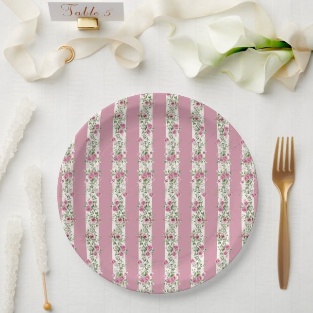 Love Shack Fiance Pink Tea Party Bridal Shower Paper Plates (Wedding)