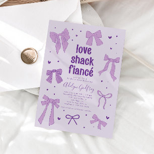 Love Shack Fiance Purple Bow Bridal Shower Invitation