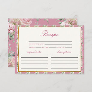 Love Shack Fiance Recipe Pink Bridal Shower Enclosure Card