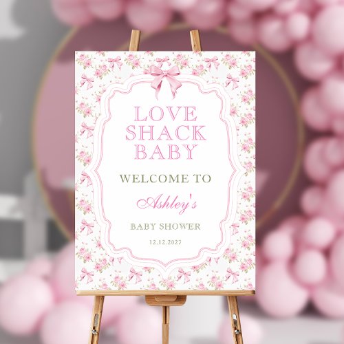 Love Shack Pink Bow Baby Shower Welcome  Foam Board