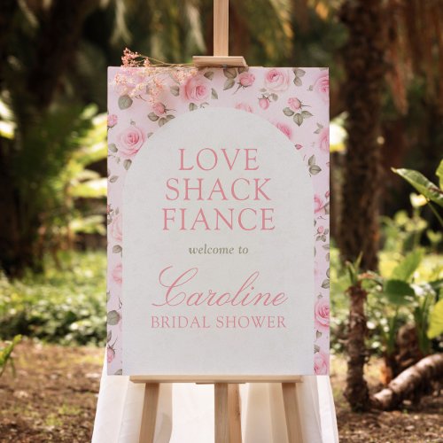 Love Shack Pink Flowers Bridal Shower Welcome Sign