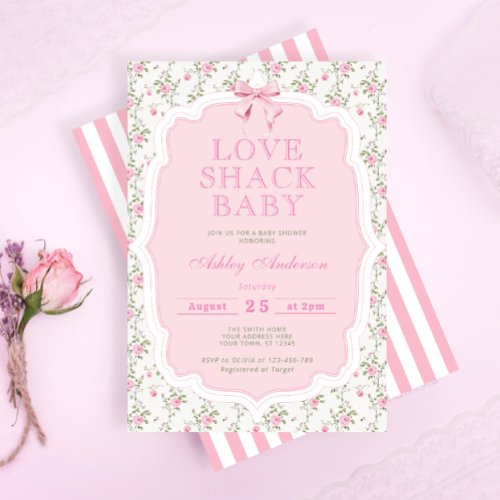 Love Shack Rose Floral Elegant Baby Shower Invitation