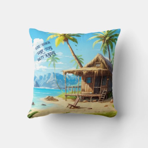 Love Shack Sandy Toes Salty Kisses Throw Pillow