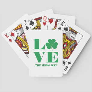Love Shamrock Clover Irish Custom Text Green White Poker Cards