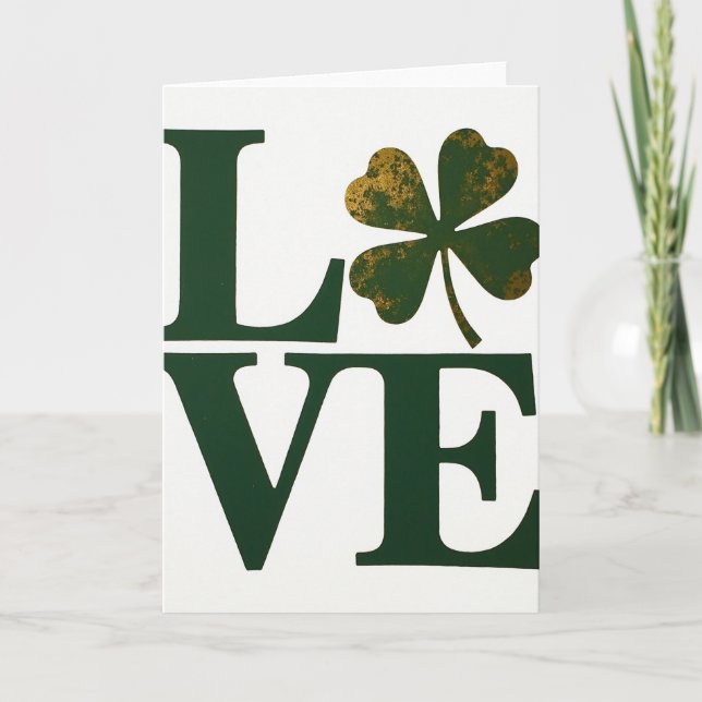 Love Shamrock Green Gold Card (Front)