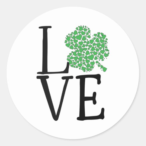 Love Shamrock Hearts St Patricks Day Classic Round Sticker