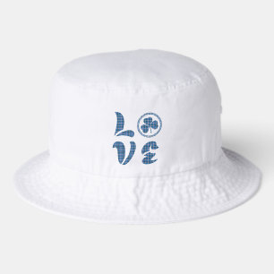 Love Shamrock Plaid Blue Black Classic Pattern Bucket Hat