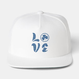 Love Shamrock Plaid Blue Black Classic Pattern Snap Back Hat