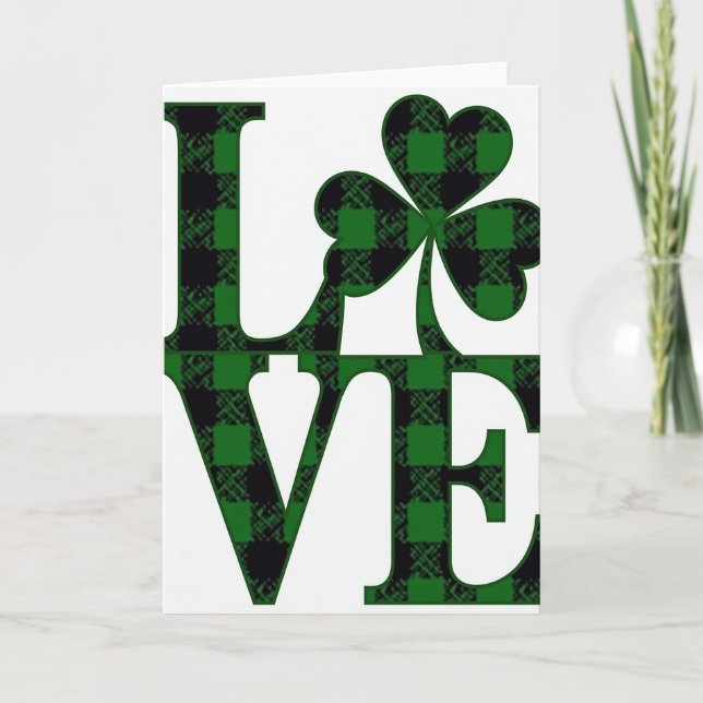 Love Shamrock Plaid Pattern Card (Front)