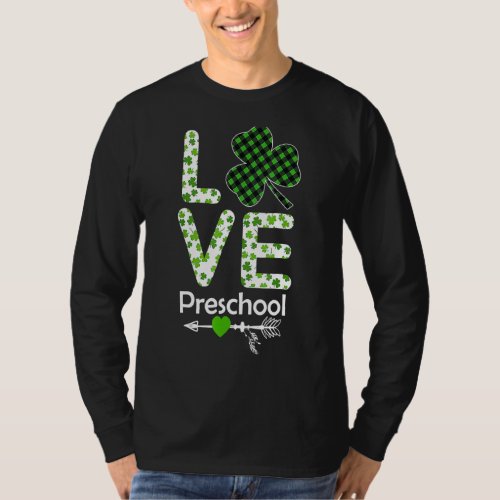 Love Shamrock Preschool Teachers Costume St Patric T_Shirt