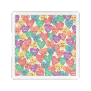 Love Shape Background Acrylic Tray