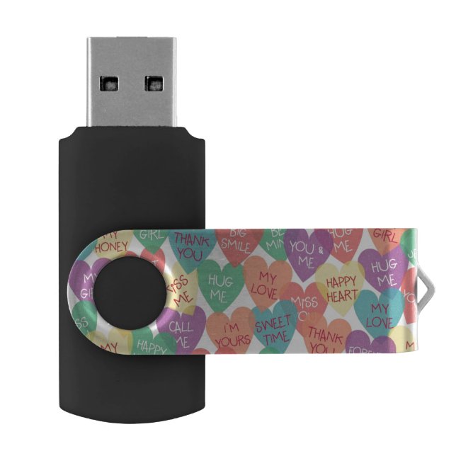 Love Shape Background Flash Drive (Opened)