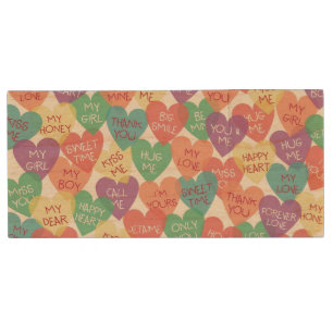 Love Shape Background Wood USB Flash Drive