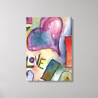 Love Shapes Watercolor painting on Canvas Print