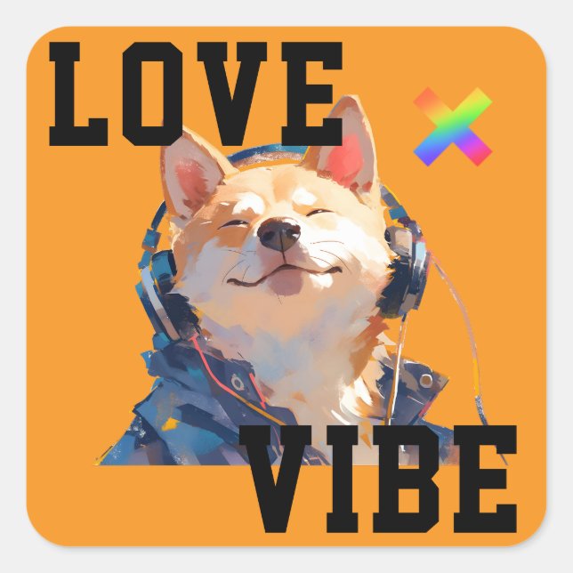 LOVE × SHIBA - Custom Square Sticker (Front)