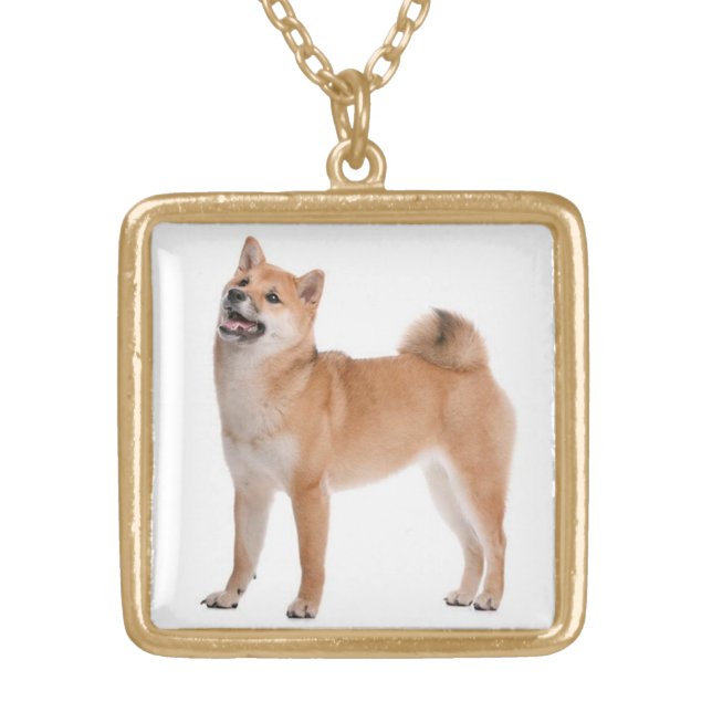 Love Shiba Inu Puppy Dog Mom Ladies Gift Gold Plated Necklace (Front)