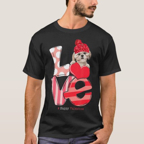 LOVE Shih Tzu Dog Valentine Day 2021  Funny Women  T_Shirt