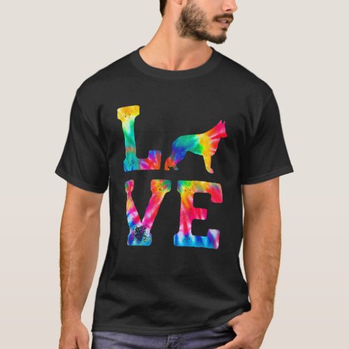 Love Shiloh Shepherd Tie Dye Dog Mom Dad T_Shirt