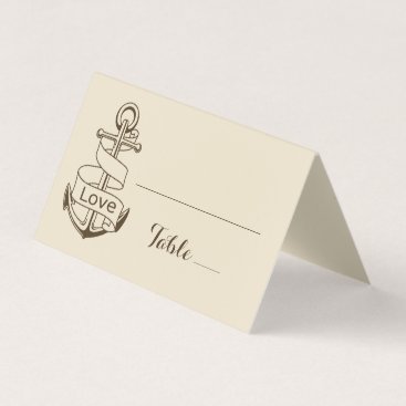 Love Ship Anchor Brown Tan Nautical Wedding Place Card Love Ship Anchor Brown Tan Nautical Wedding Place Card