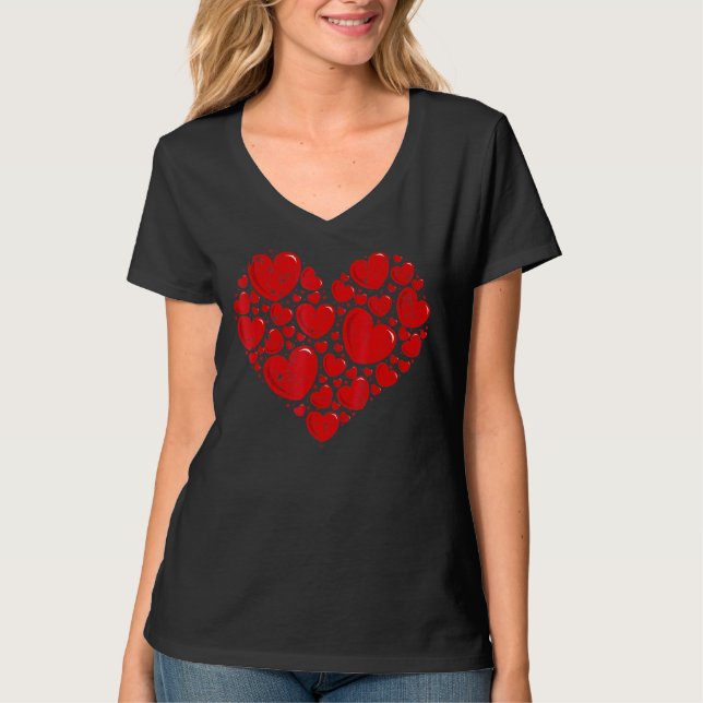 Love shirt Valentine's Day Red hearts Love Valenti (Front)