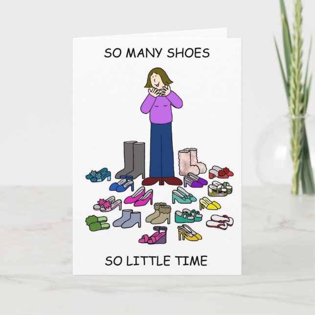 Love Shoes Cartoon Lady with Shoe Collection Card (Front)