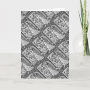 LOVE SICK GIRL ZOMBIE FOLLOWING HER HEART, WHIMSY HOLIDAY CARD