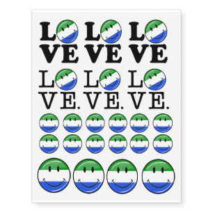 Love Sierra Leone Smiling Flag Temporary Tattoos