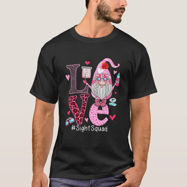 LOVE Sight Squad Cute Happy Valentine's Day Gnome T-Shirt (Front)