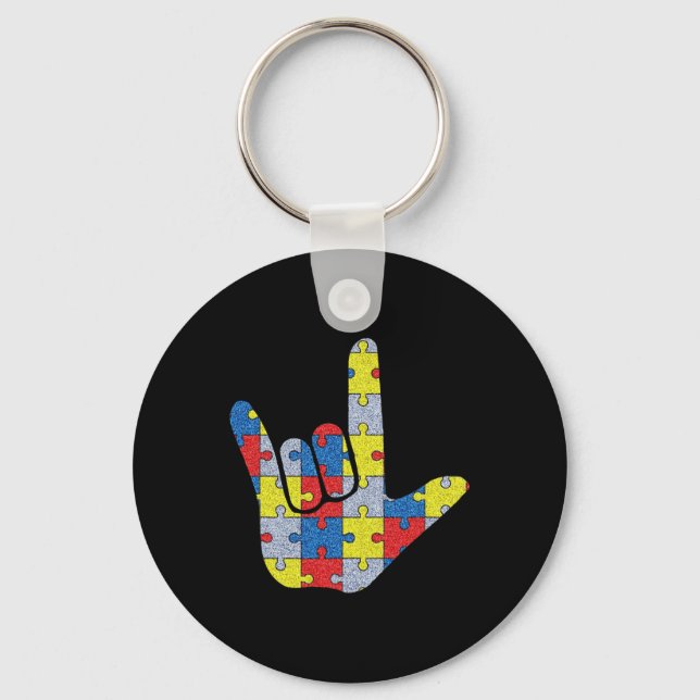 Love Sign Language Autism Awareness Support 4  Keychain (Front)