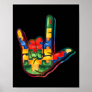 Love Sign Language Autism Awareness Support Puzzle