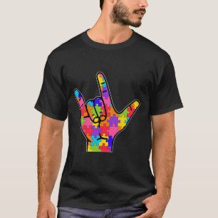 Love Sign Language Autism Gift Awareness Support 5 T-Shirt