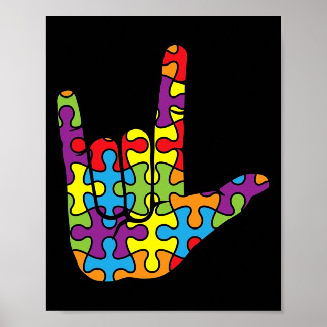 Love Sign Language - Autistic Puzzle Autism Awaren (Front)