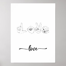 Love Sign Language Line Art Poster