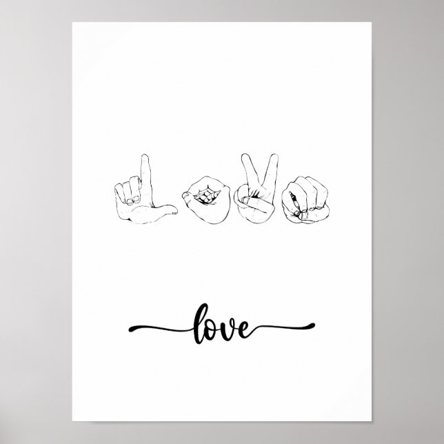 Love Sign Language Line Art Poster (Front)