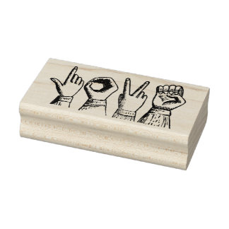 Love Sign Language Vintage Etched Retro Hands Rubber Stamp