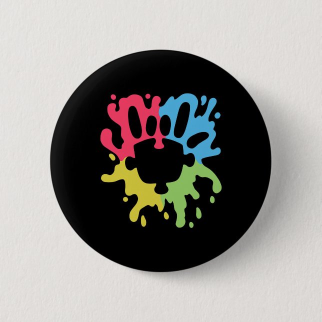 Love Sign Non-verbal Autism Support Awareness Puzz Button (Front)