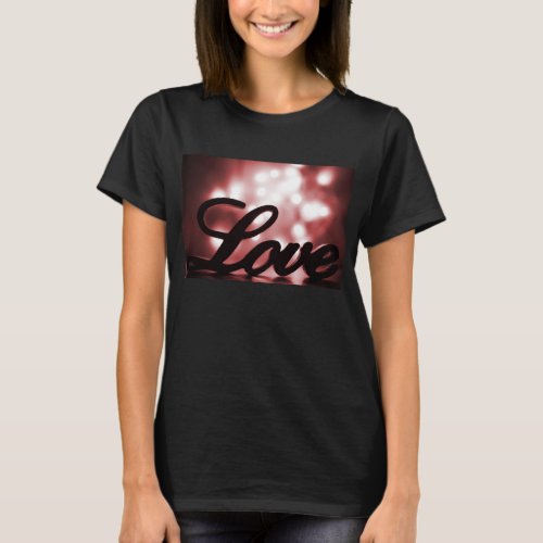 Love sign with red sparkle lights behind T_Shirt