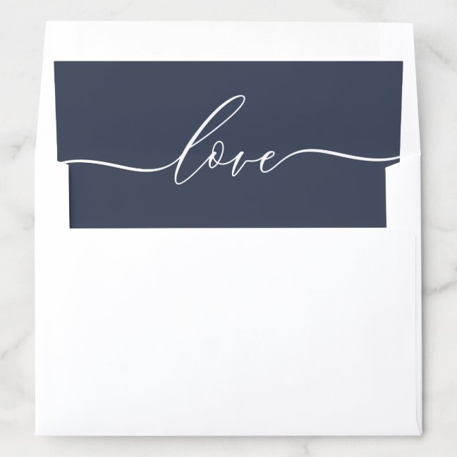 Love signature simple navy modern envelope liner