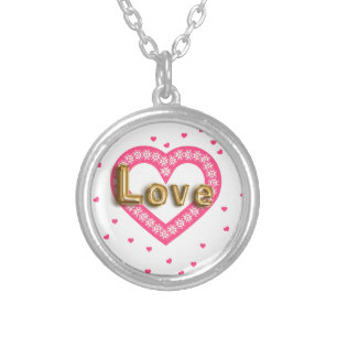 love silver plated necklace