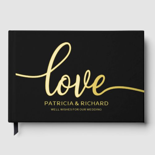 Love Simple Chic Calligraphy Wedding Foil Guest Book