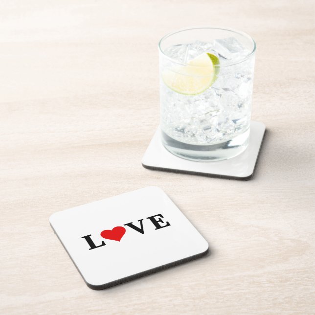 LOVE Simple Minimalist Elegant Beverage Coaster (Right Side)